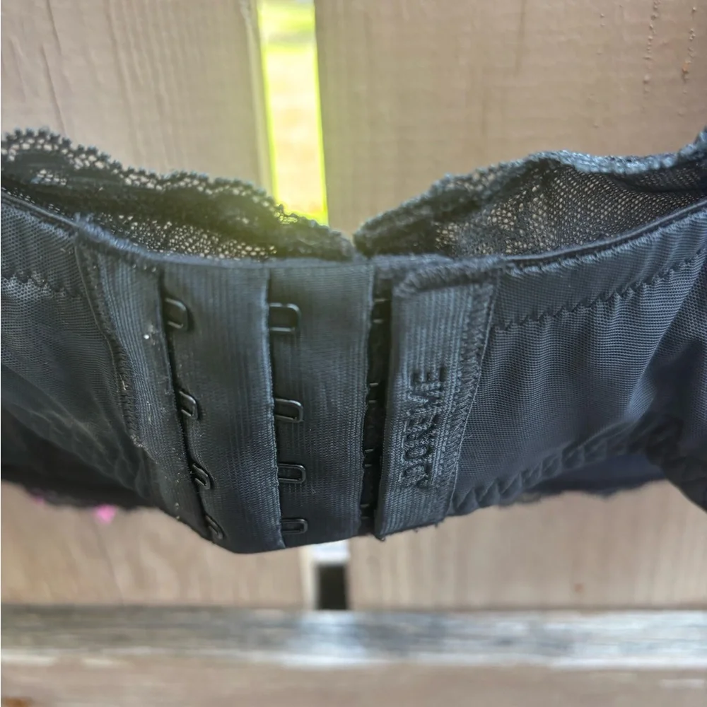 🎉NWT SEXY Adore Me Black Lace Bra with Pink Bows - Picture 10 of 12